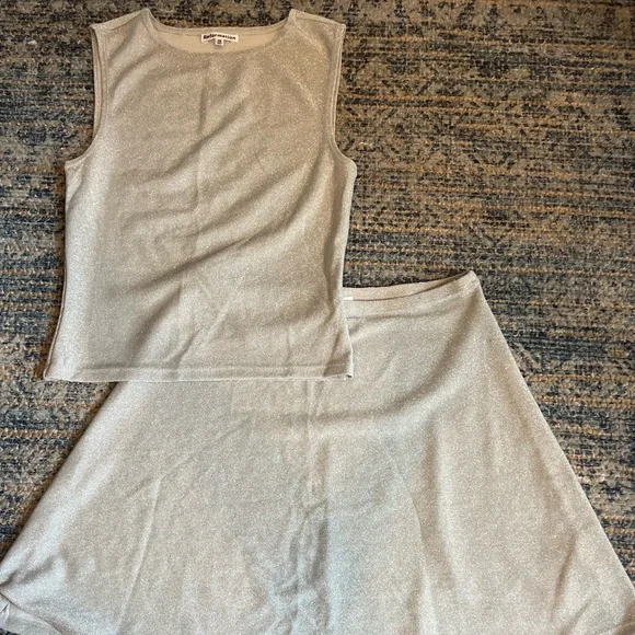 Reformation Andres Knit Two Piece Set in Silver Sparkle - Size XS NWOT - Picture 1 of 11